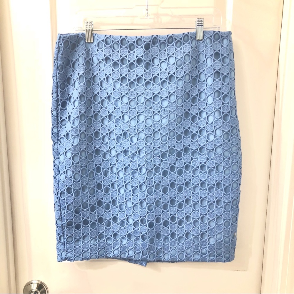 Ann Taylor Factory Blue Circle Overlay Skirt